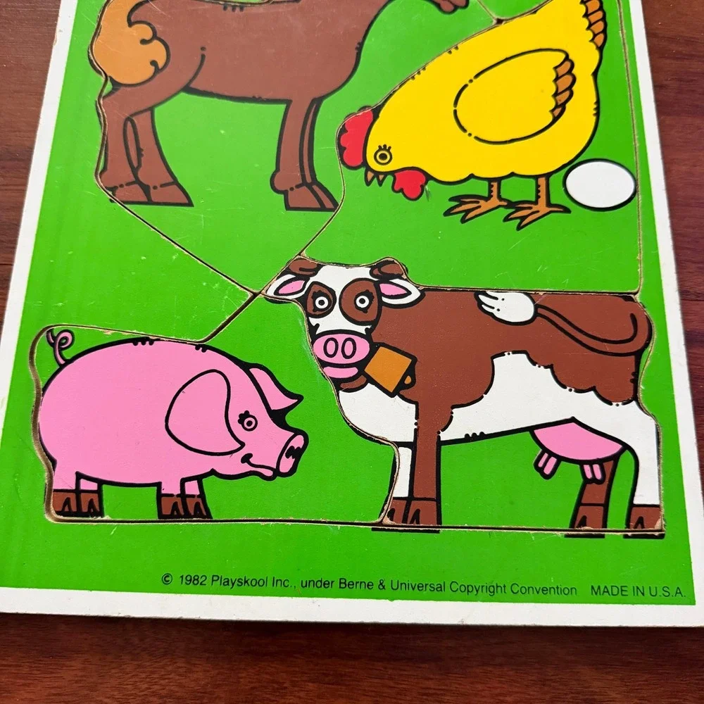 Playskool 1982 Vintage Farm Animals Puzzle Made in USA